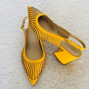 Marc Fisher Yellow Cutout Slingback Heels size 8 M